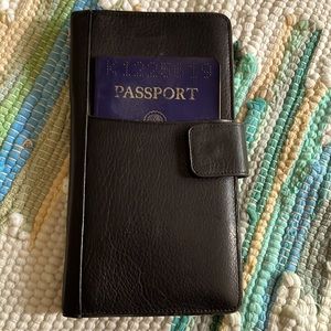 Black soft leather wallet/passport holder- EUC